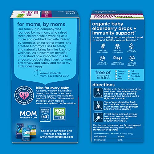 Mommy's Bliss Organic Baby Elderberry Drops, Immune Support with Vitamins, Prebiotics, Zinc & Organic Echinacea, Age 4 Months +, 3 Fl Oz (36 Servings) - Image 4