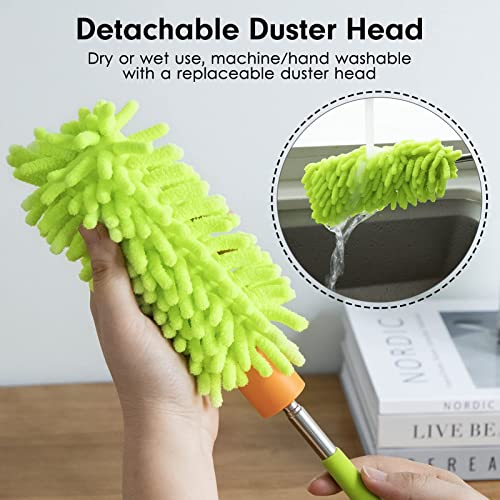 Microfiber Duster for Cleaning, Tukuos Hand Washable Dusters with 2pcs Replace Microfiber Head, Extendable Pole, Detachable Cleaning Brush Tool for Office, Car, Window, Furniture, Ceiling Fan - Image 7